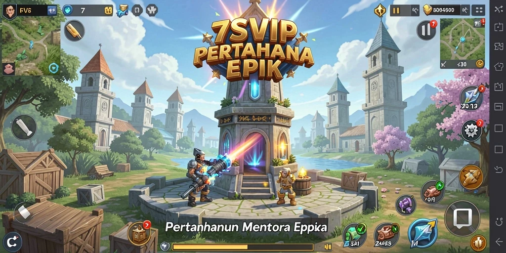 Tampilan gameplay Tower Defense yang seru di 7SVIP.