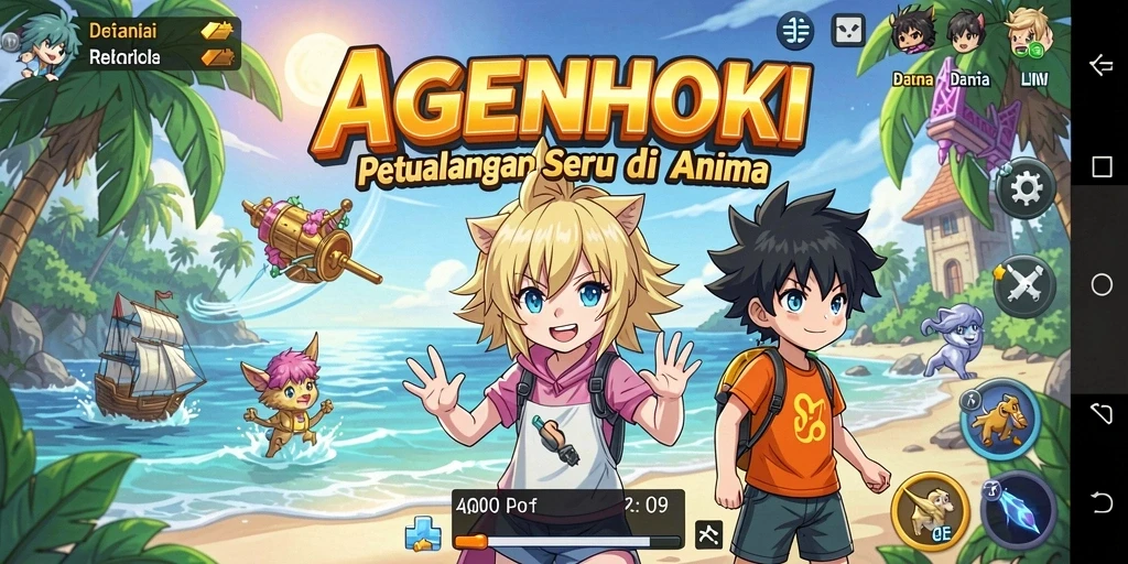 Screenshot gameplay AGENHOKI menampilkan grafis anime yang luar biasa.