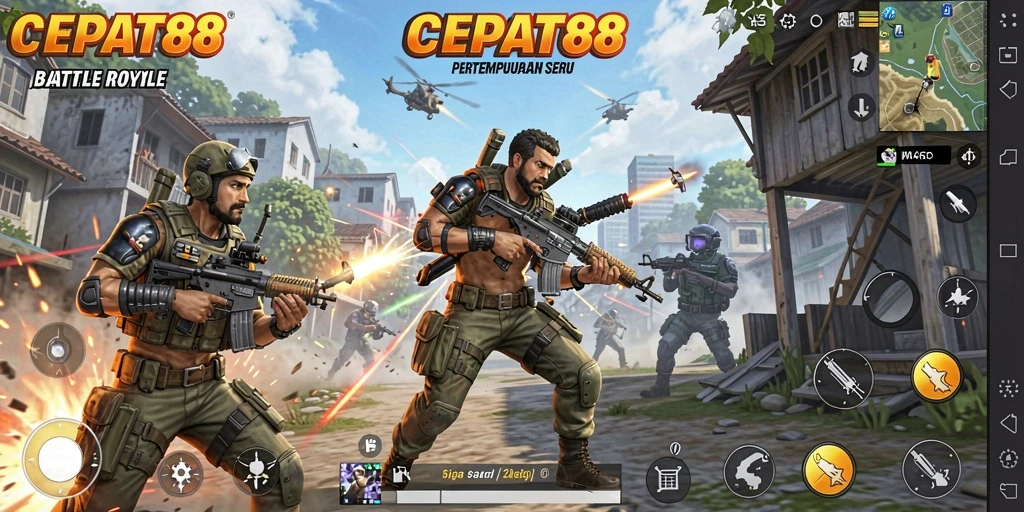 Tampilan gameplay intens dan mendebarkan di Battle Royale.