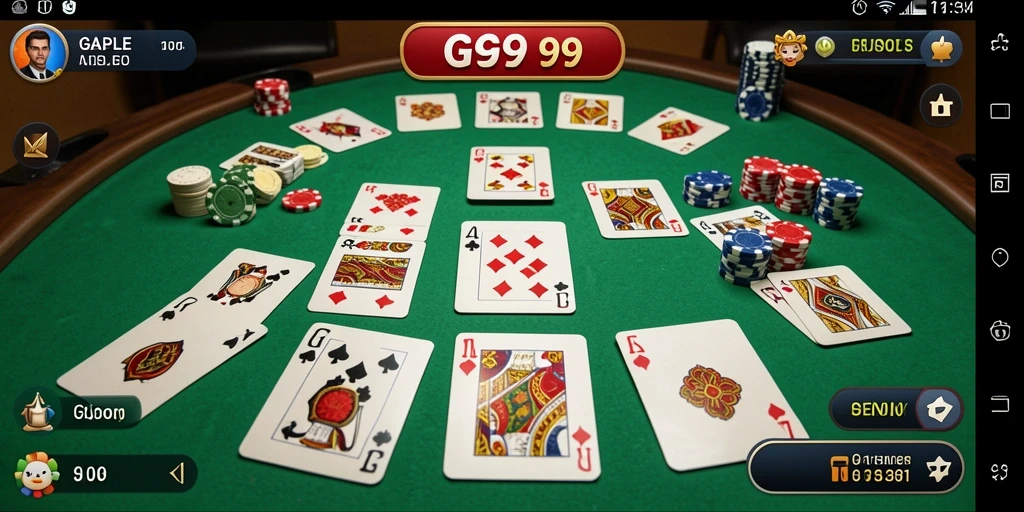 Tampilan antarmuka GG99 dengan gameplay Gaple yang seru dan interaktif.