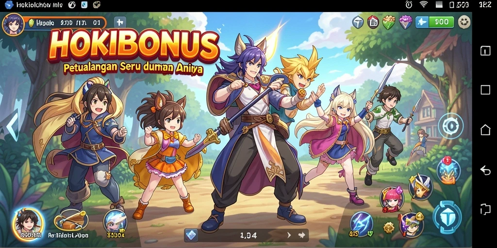 Tampilan gameplay HOKIBONUS dengan karakter anime favorit.