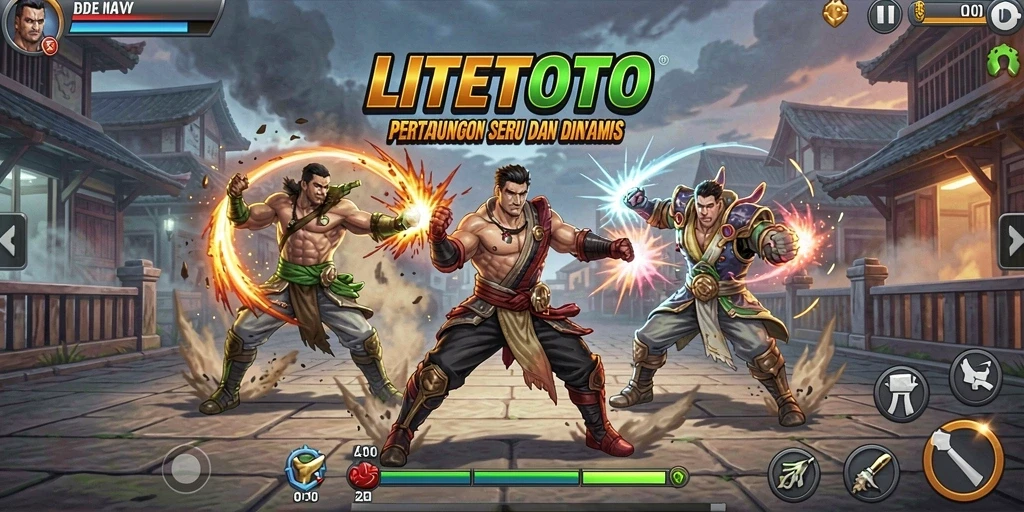 Tampilan gameplay LITETOTO dengan pertarungan seru antar karakter.