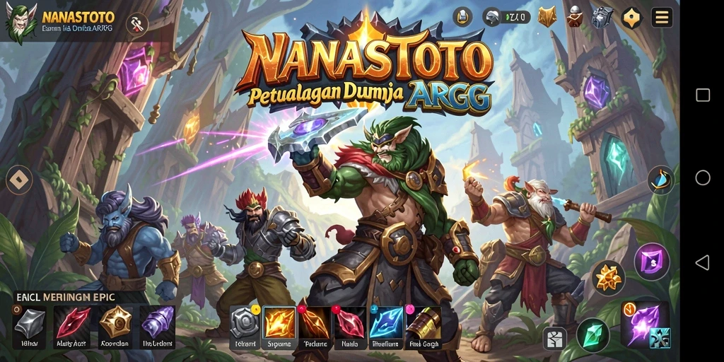 Screenshot utama NANASTOTO menampilkan aksi pertempuran seru di dunia ARPG.