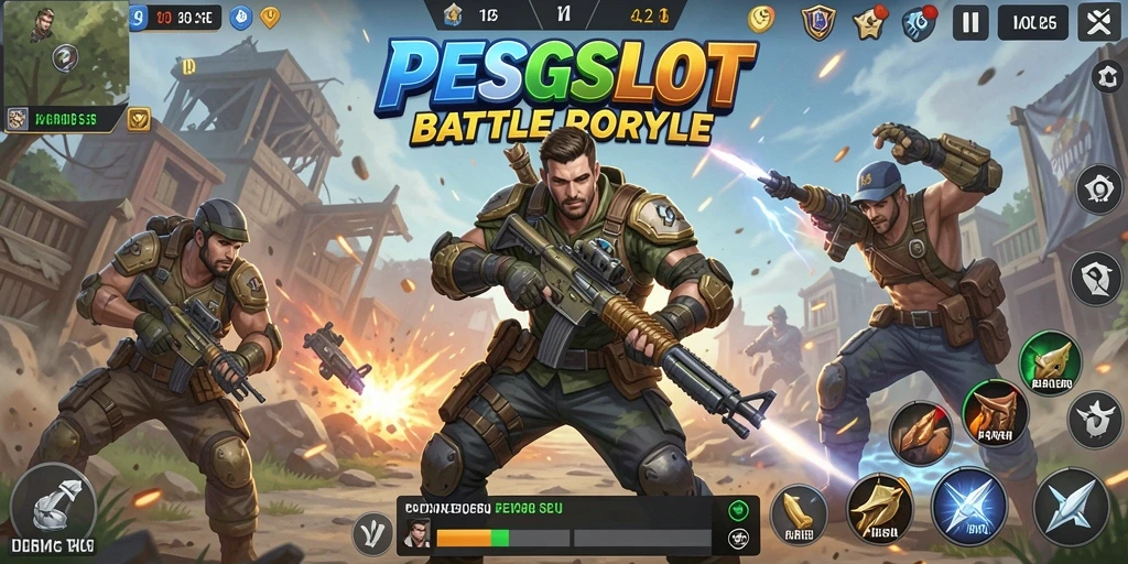 Screenshot PESGSLOT yang menunjukkan duel intens dalam pertarungan Battle Royale.