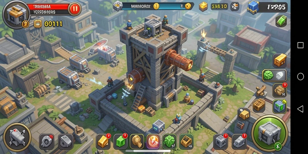 Tampilan gameplay PK95 yang menegangkan dalam Tower Defense.