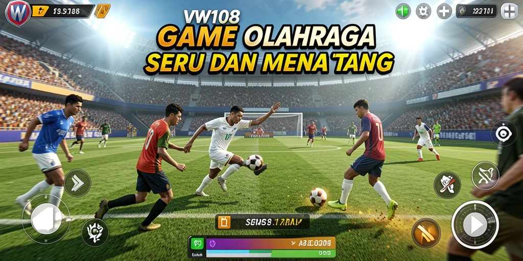 Screenshot VW108 menampilkan aksi seru dari pertandingan olahraga.