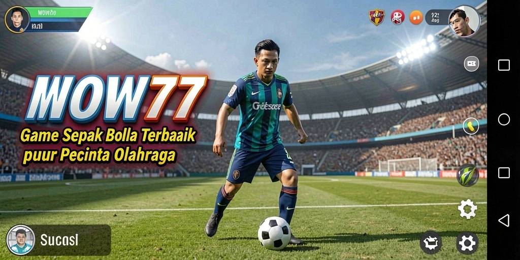 Screenshot gameplay WOW77 yang menampilkan aksi di lapangan sepak bola.